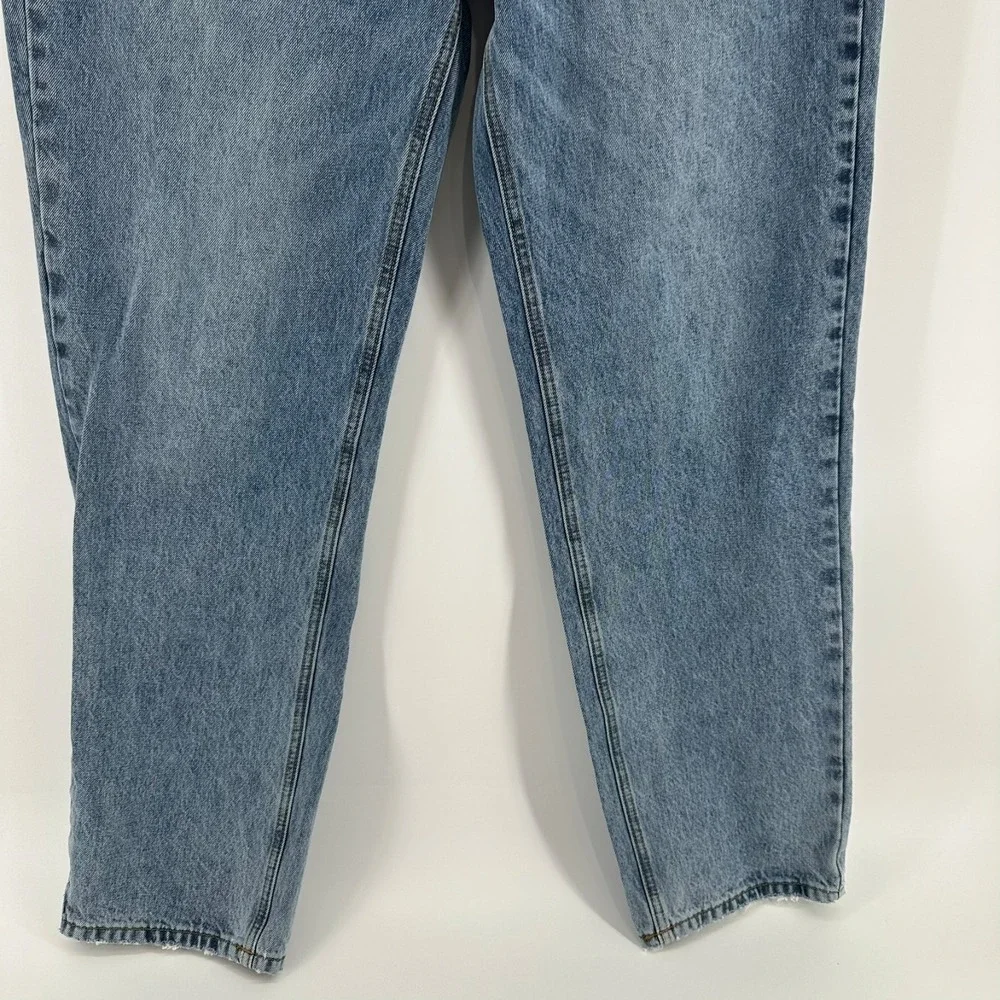 Princess Polly Button Fly Jeans Womens 8 Blue Denim High Rise Straight Whisker